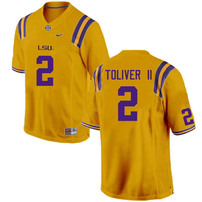 LSU Tigers #2 Kevin Toliver II College Football Jerseys Stitched Sale-Gold